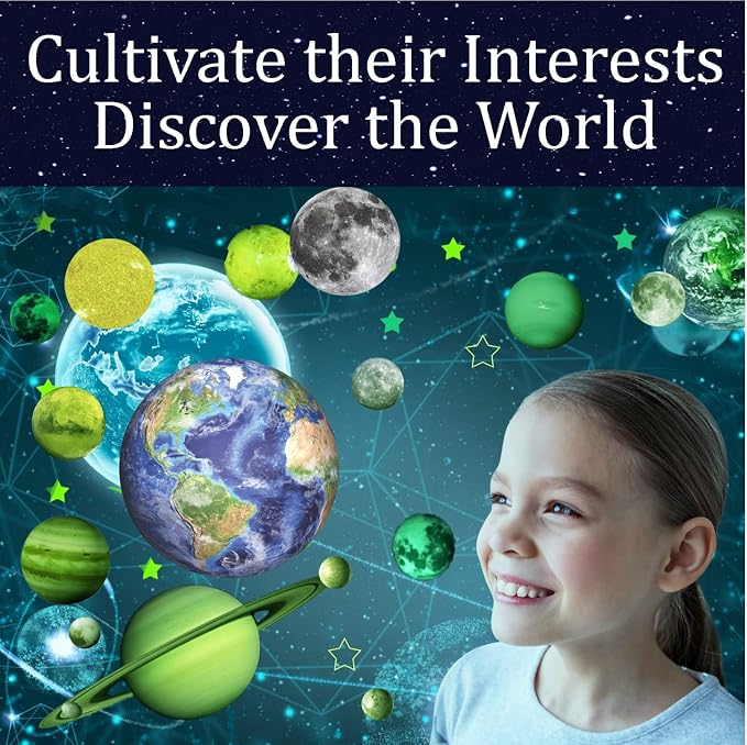 Hello World 200-Piece Glow in the Dark Stars and Solar System Set - 15 Planets for Ceilings and Walls