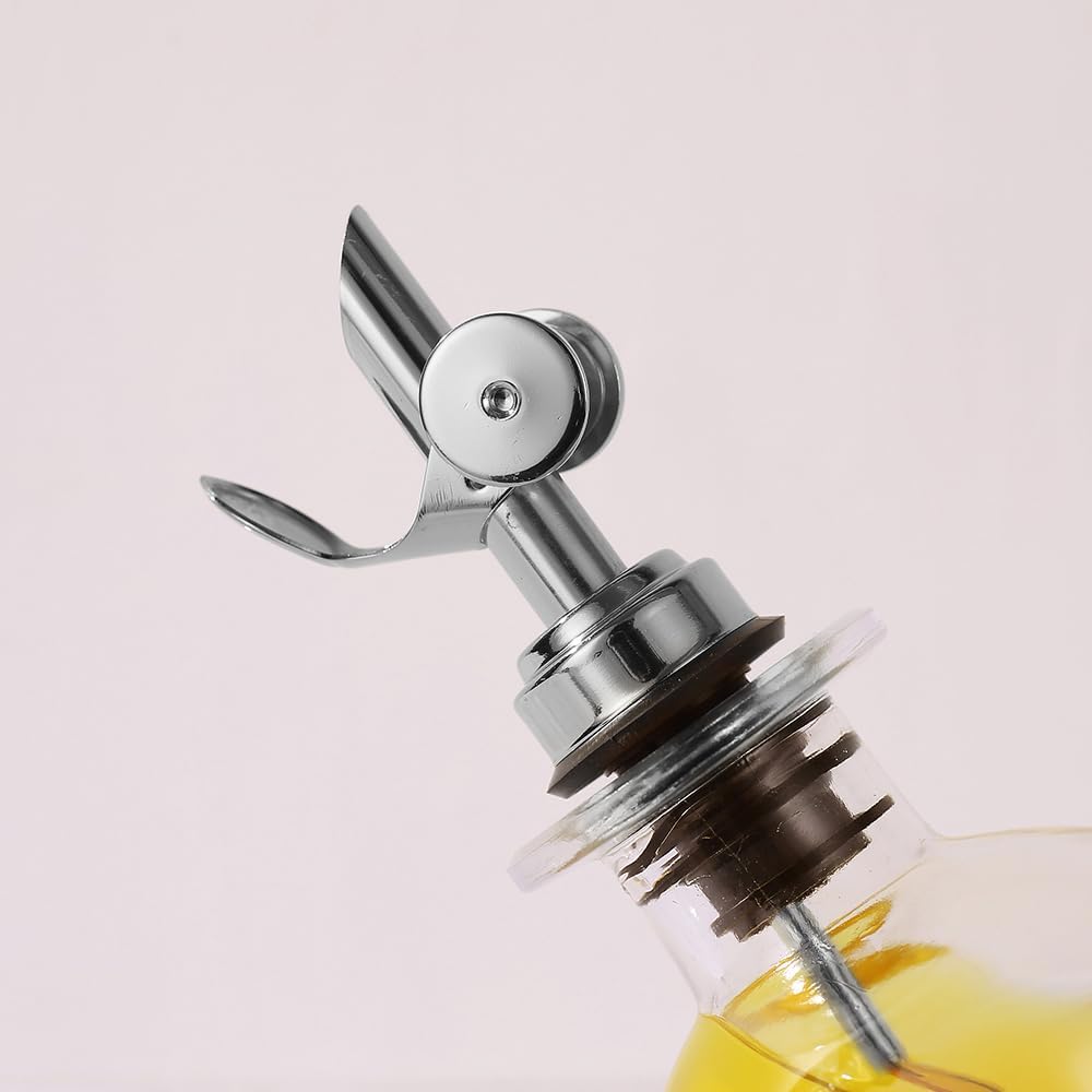 Set of 2 - 11.8 oz Glass Oil and Vinegar Dispenser with Weighted Metal Spouts