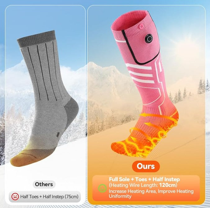 AGPTEK Heated Socks for Women - 5V 6000mAh Battery - Up to 149°F Heat Settings