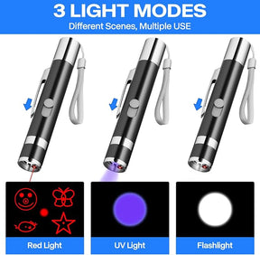 USB Rechargeable 4.5" x 0.7" 5-Pattern Laser Pointer Cat Toy - 3 Modes