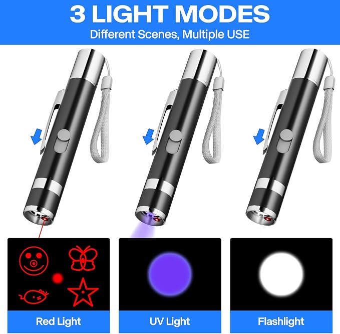 USB Rechargeable 4.5" x 0.7" 5-Pattern Laser Pointer Cat Toy - 3 Modes