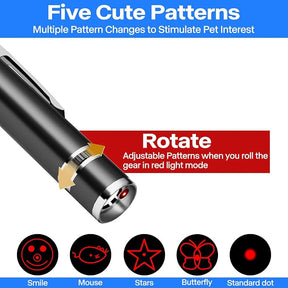 USB Rechargeable 4.5" x 0.7" 5-Pattern Laser Pointer Cat Toy - 3 Modes