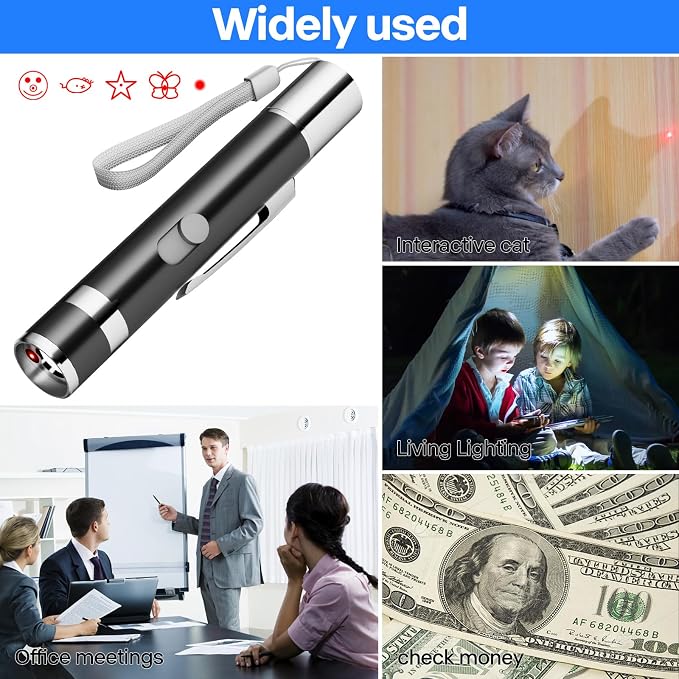 USB Rechargeable 4.5" x 0.7" 5-Pattern Laser Pointer Cat Toy - 3 Modes
