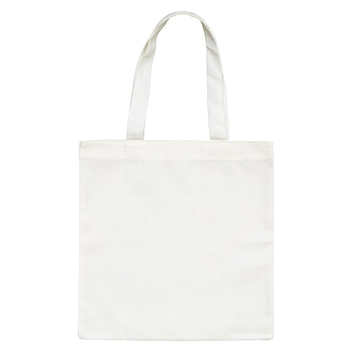 The interior of the Boye Crafty Canvas Tote Bag shows a spacious, plain cream lining with faint printed colorful designs, ideal for organizing knitting supplies. The bag features sturdy fabric handles for easy carrying.