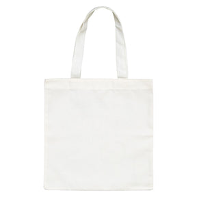 The interior of the Boye Crafty Canvas Tote Bag shows a spacious, plain cream lining with faint printed colorful designs, ideal for organizing knitting supplies. The bag features sturdy fabric handles for easy carrying.