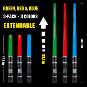 Light Up Sword Sets with Sound Effects - Multi-Color Options (3pk or 4pk)