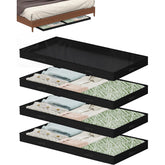 4pk Low Profile Under Bed Storage Bins – Foldable with Clear Lid