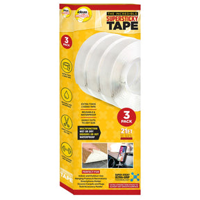 3pk Double-Sided Supersticky Tape – Reusable, Waterproof, Multi-Surface – 21ft Total