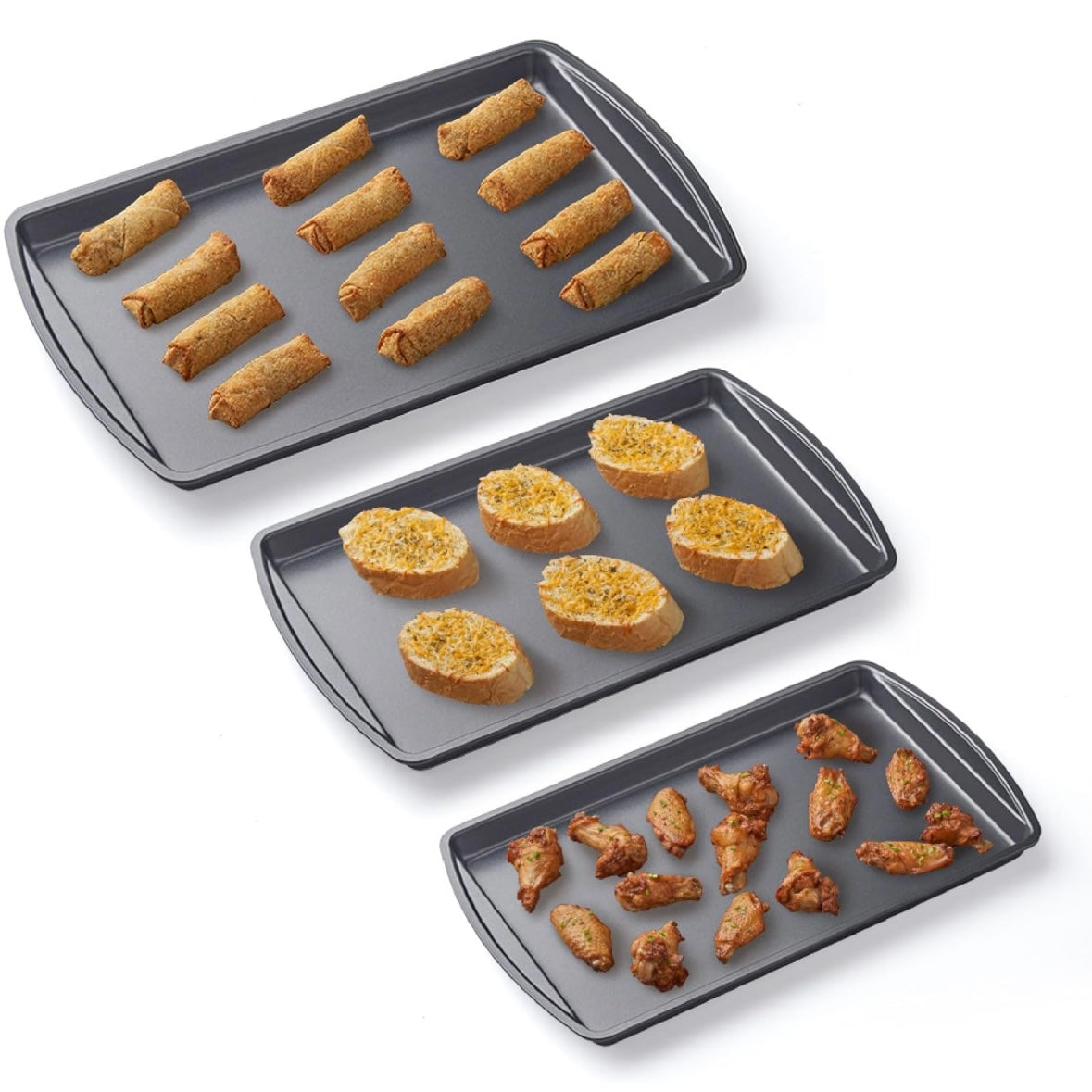 Set of 3 Nifty Cookie & Baking Sheets– Non-Stick Coated Steel, Dishwasher Oven Safe