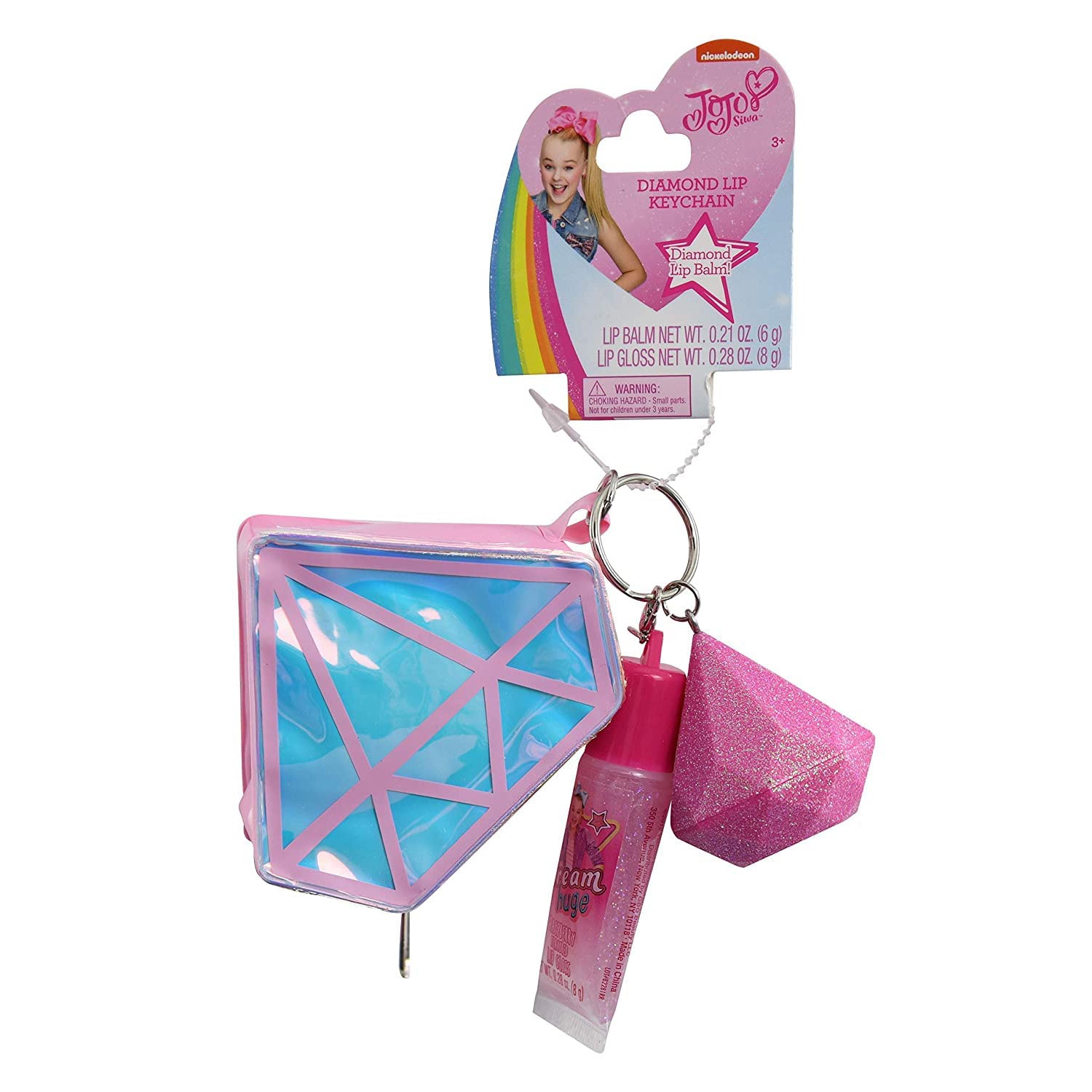 JoJo Siwa 0.21 oz Lip Balm, 0.28 oz Lip Gloss and Diamond Keychain Coin Purse Set