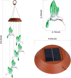 Solar Hummingbird/Butterfly Wind Chimes – LED Color-Changing Lights for Outdoor & Indoor Decor