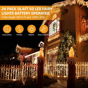 50 Bulb 16.4ft LED Fairy String Lights Battery Operated Warm White, Waterproof -DIY Decor