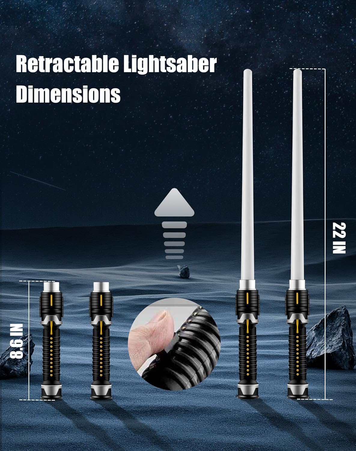 2pk Retractable Mini Lightsaber Toys with Sound, Batteries Included