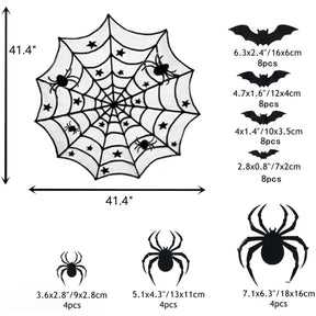 48pc Halloween Spider Web Tablecloth And Decor Set - Includes Runner & Mantle Scarf