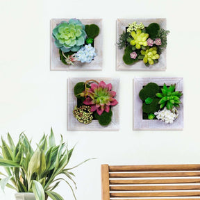 4pc Faux Succulent Set - Perfect for Hanging on Wall