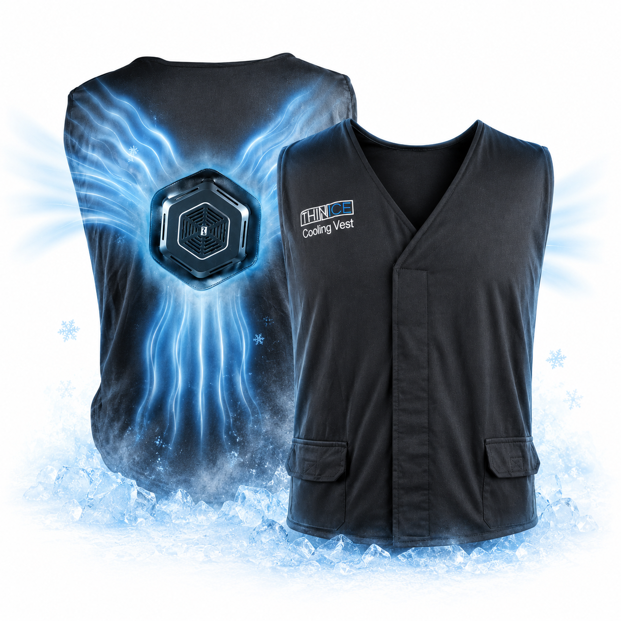 ThinIce Thermo-Cool Battery Powered Cooling Vest – Lower Body Temp by 20°F | Choose Small or Medium