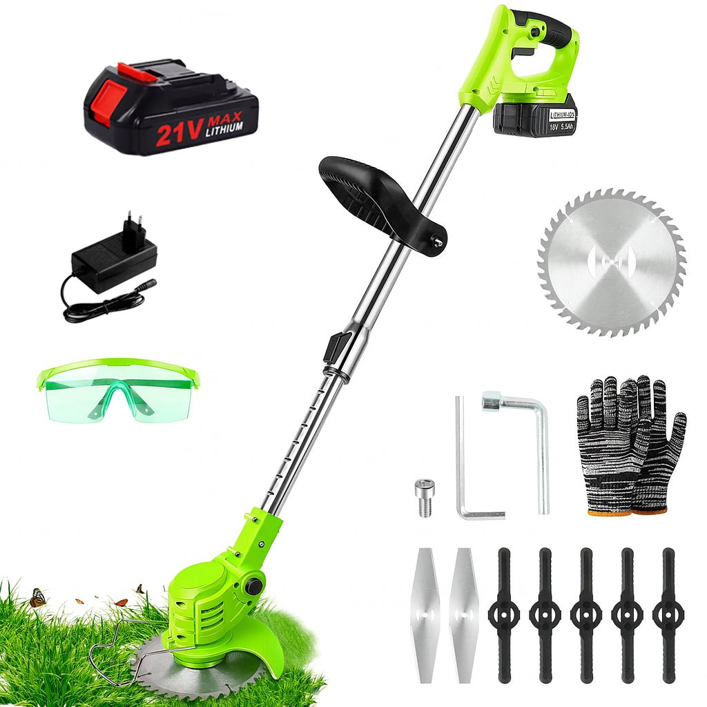 21V Cordless Electric Weed Wacker Kit – 3-in-1 Trimmer, 3 Blade Types