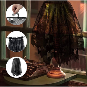 48pc Halloween Spider Web Tablecloth And Decor Set - Includes Runner & Mantle Scarf