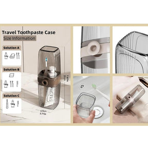 Large Capacity Clear Toothbrush & Toothpaste Travel Case - Mouthwash Cup!