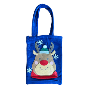 4pk 10" Cute Felt Holiday Gift Bags w/ Handle - Great For Party Favors!
