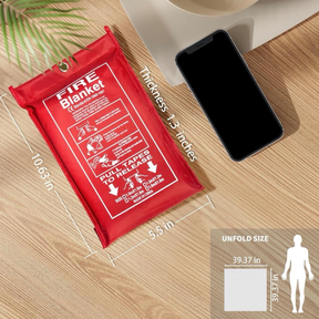 4pk Fire Blankets, Including Gloves & Storage Hooks - Suffocate Fires!