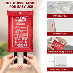 4pk Fire Blankets, Including Gloves & Storage Hooks - Suffocate Fires!