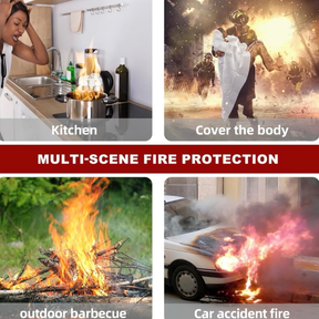 4pk Fire Blankets, Including Gloves & Storage Hooks - Suffocate Fires!