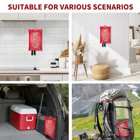 4pk Fire Blankets, Including Gloves & Storage Hooks - Suffocate Fires!
