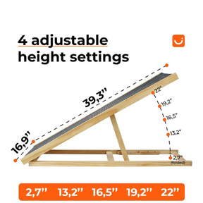 Foldable Wood Dog Ramp For Large Or Small Pets - Up To 100lbs. Ships Free!