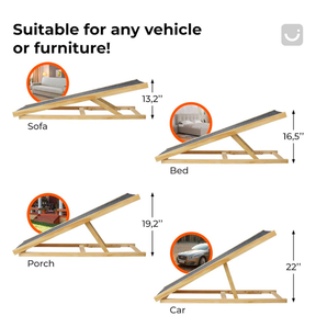 Foldable Wood Dog Ramp For Large Or Small Pets - Up To 100lbs. Ships Free!