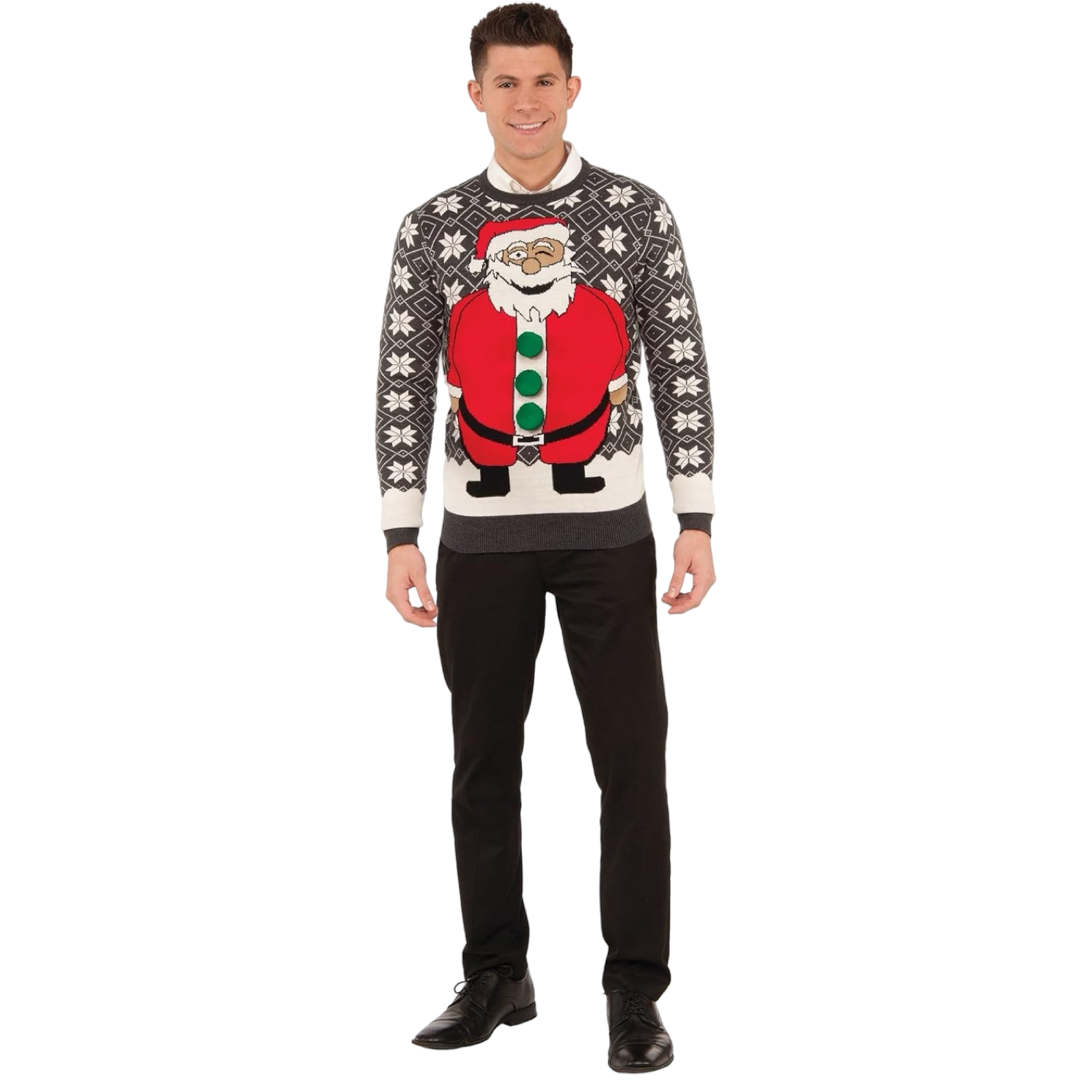 Pom Pom Santa Clause Snowflake Ugly Christmas Sweater - Unisex