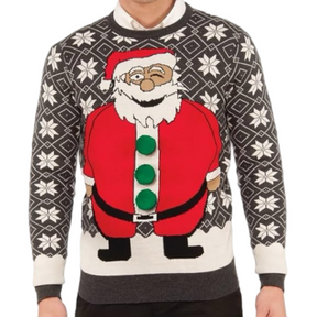 Pom Pom Santa Clause Snowflake Ugly Christmas Sweater - Unisex