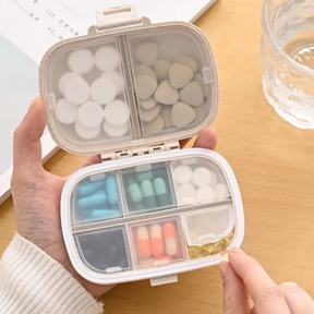 Portable 4" Travel Pill Storage Box w/ 8 Covered Inner Compartments