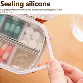 Portable 4" Travel Pill Storage Box w/ 8 Covered Inner Compartments