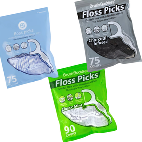 Floss Picks by Brush Buddies - Choose From Charcoal, Sensitive or Mint