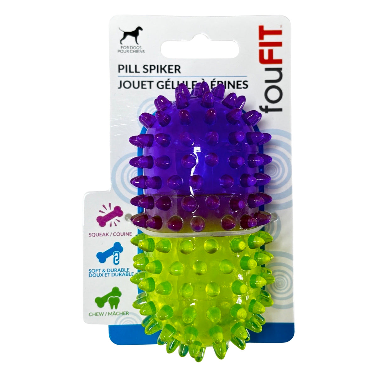 3" Pill Spiker Dog Chew Toy by fouFit - Gently Massages Gums