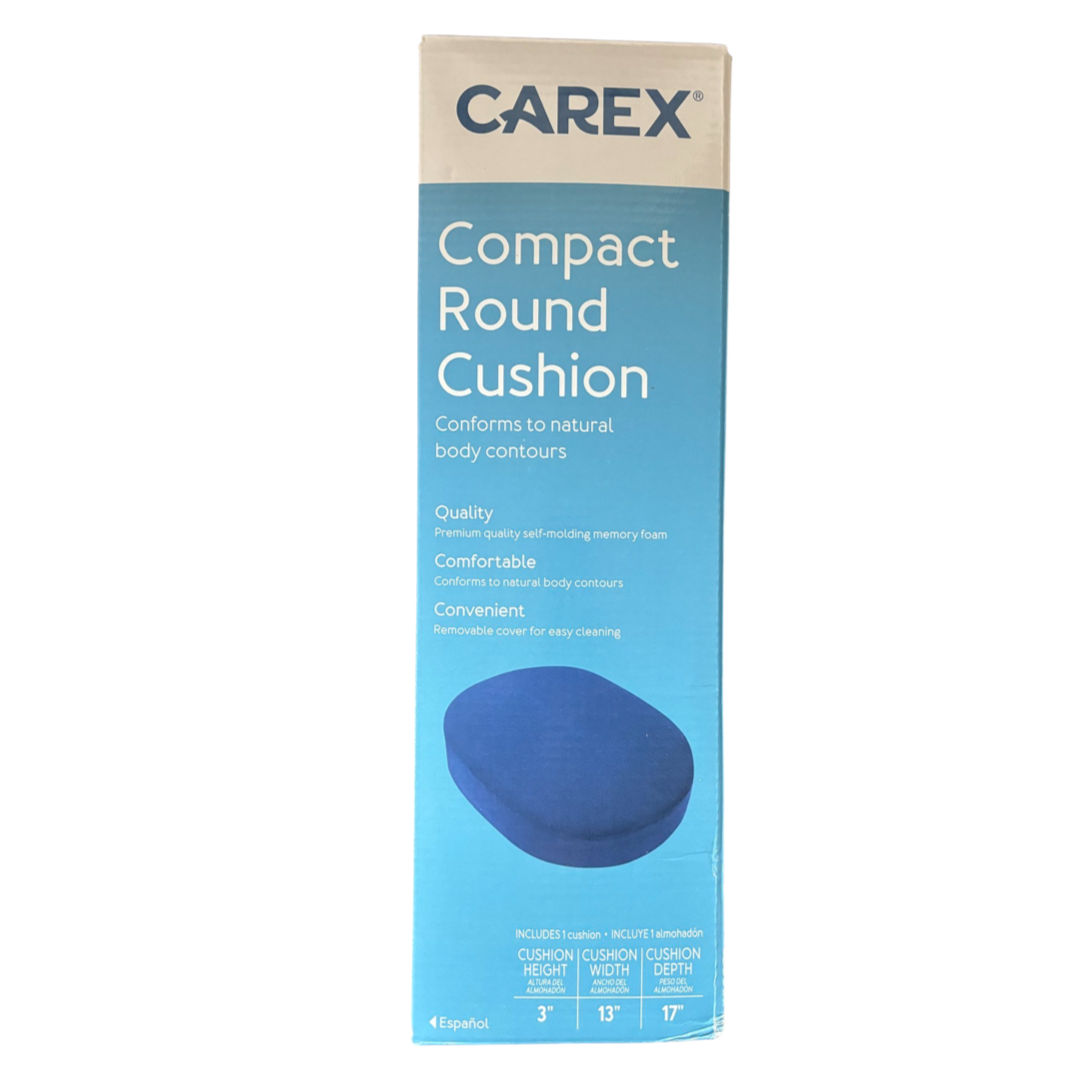 Carex Memory Foam Compact Round Cushion - Removable Cover!
