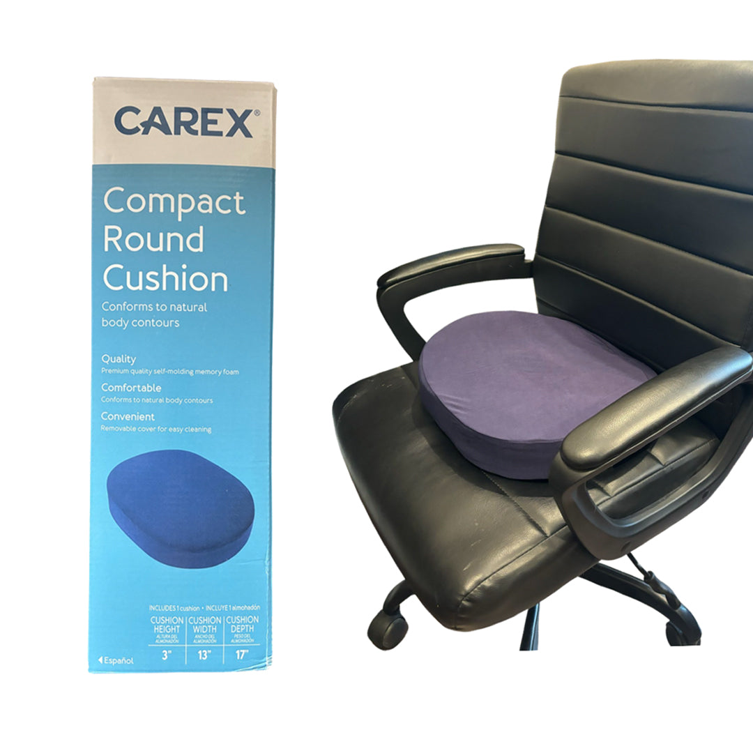 Carex Memory Foam Compact Round Cushion - Removable Cover!