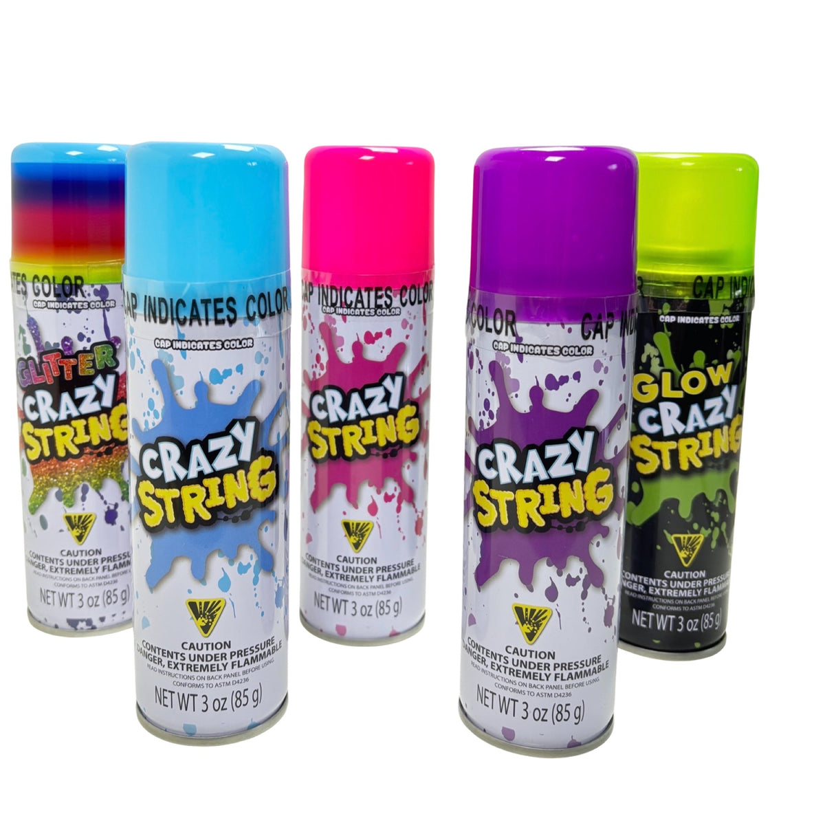 5pk Crazy String, 3oz Cans w/ Glow In The Dark & Glitter