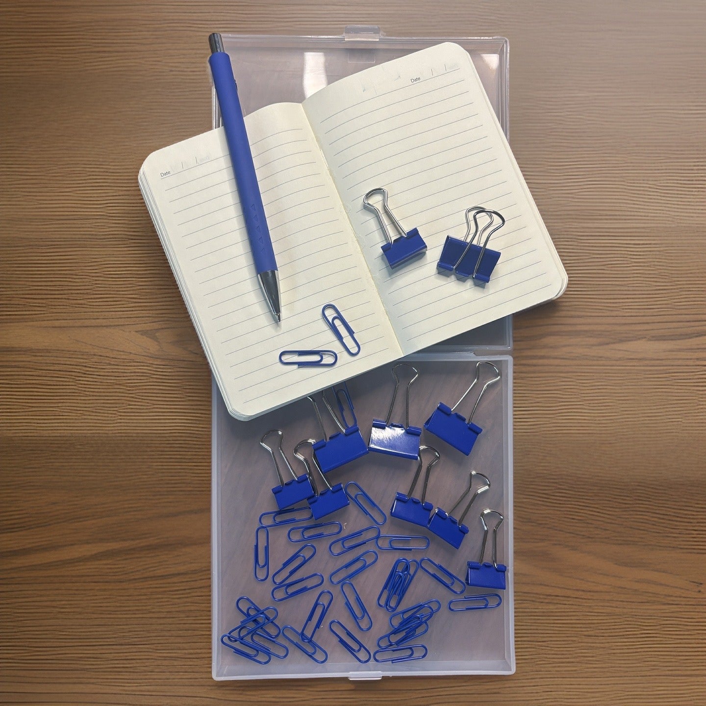 All in One Desk On The Go, Mini Notebook - Pen - Binder Clips & Case
