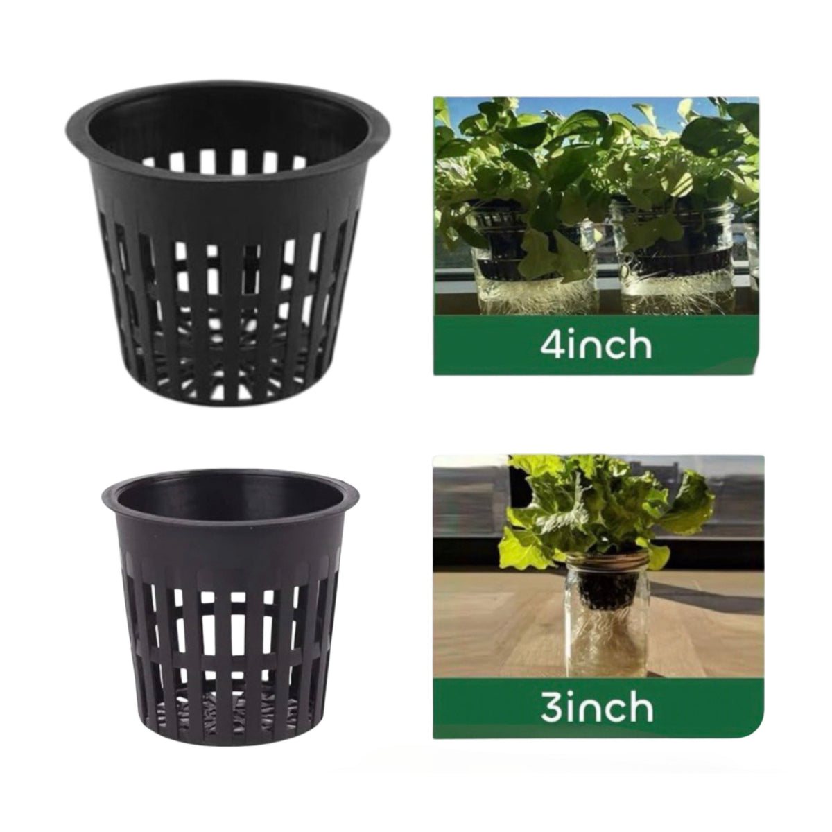 25pk of Heavy Duty Slotted Mesh Plant Pots In 3" or  4" - Hydroponic Growing