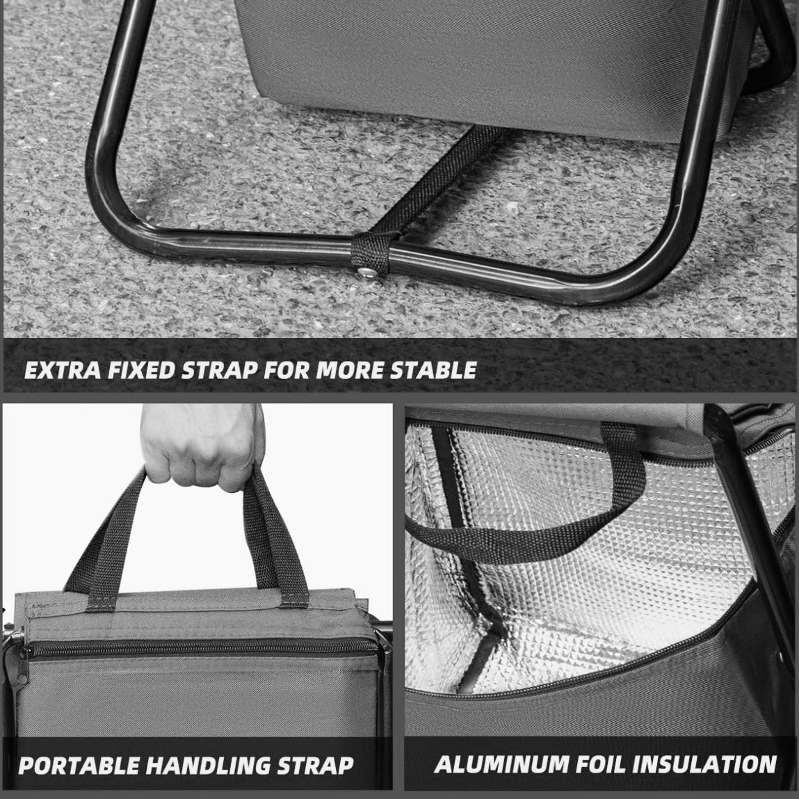 Collapsible Fishing Camping Chair With Attached Cooler - Great For Outdoor Concerts!