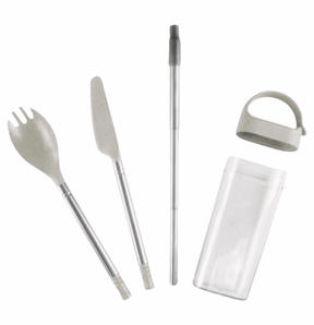4pc Wheat Straw & Stainless Steel Travel Utensils Set - Reusable & Eco-Friendly