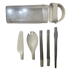 4pc Wheat Straw & Stainless Steel Travel Utensils Set - Reusable & Eco-Friendly