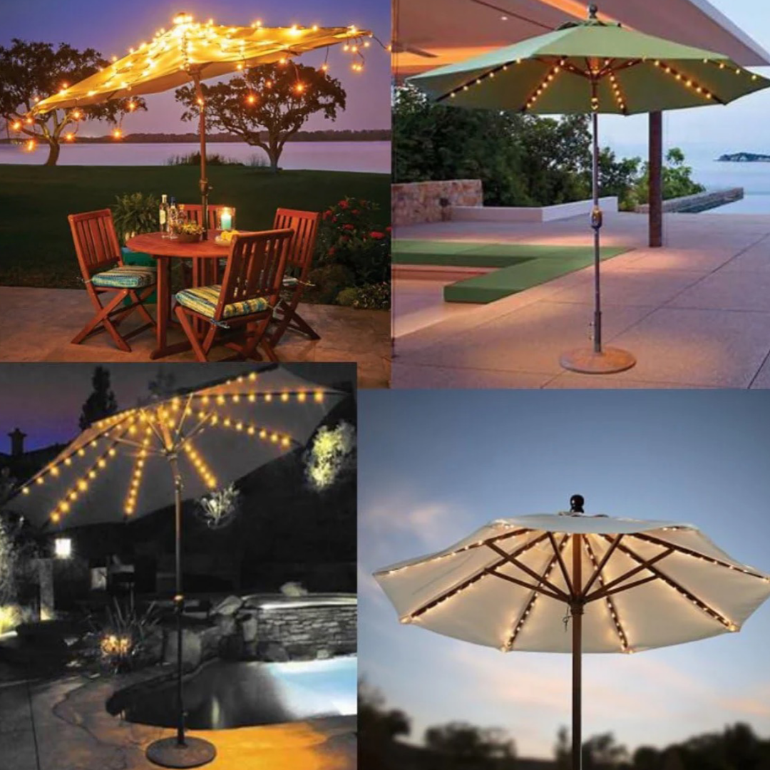 Touch of Eco Patio Umbrella Solar LED String Lights