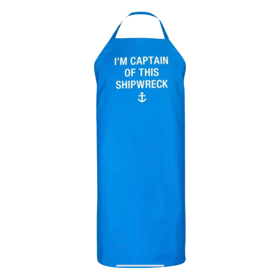 "Captain of This Shipwreck" Long 100% Cotton Apron - Great Gift For Boaters & Chefs!