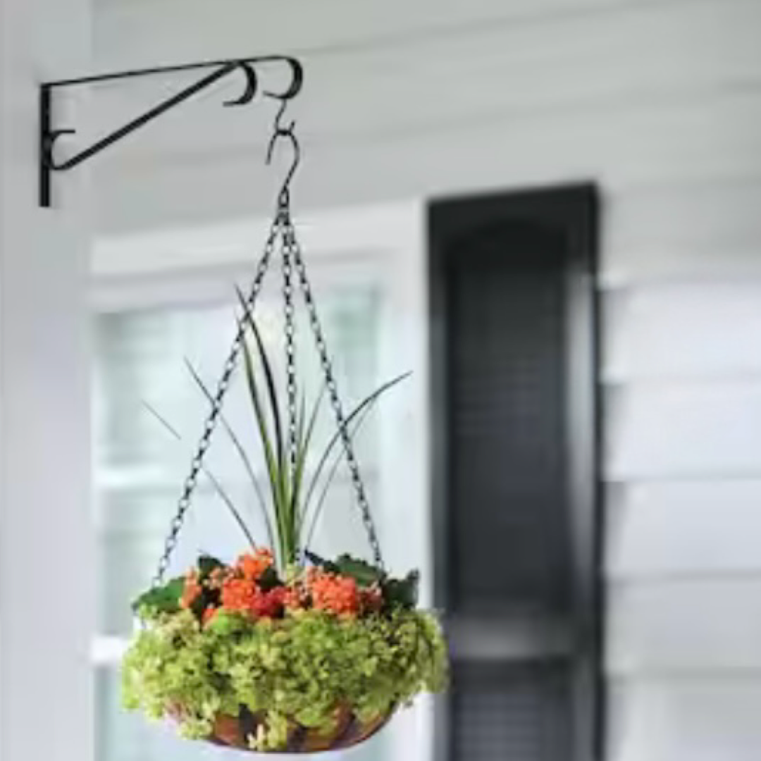 15" Outdoor Metal Hanging Plant Bracket w/Hardware - For Plants, Windchimes, Decor