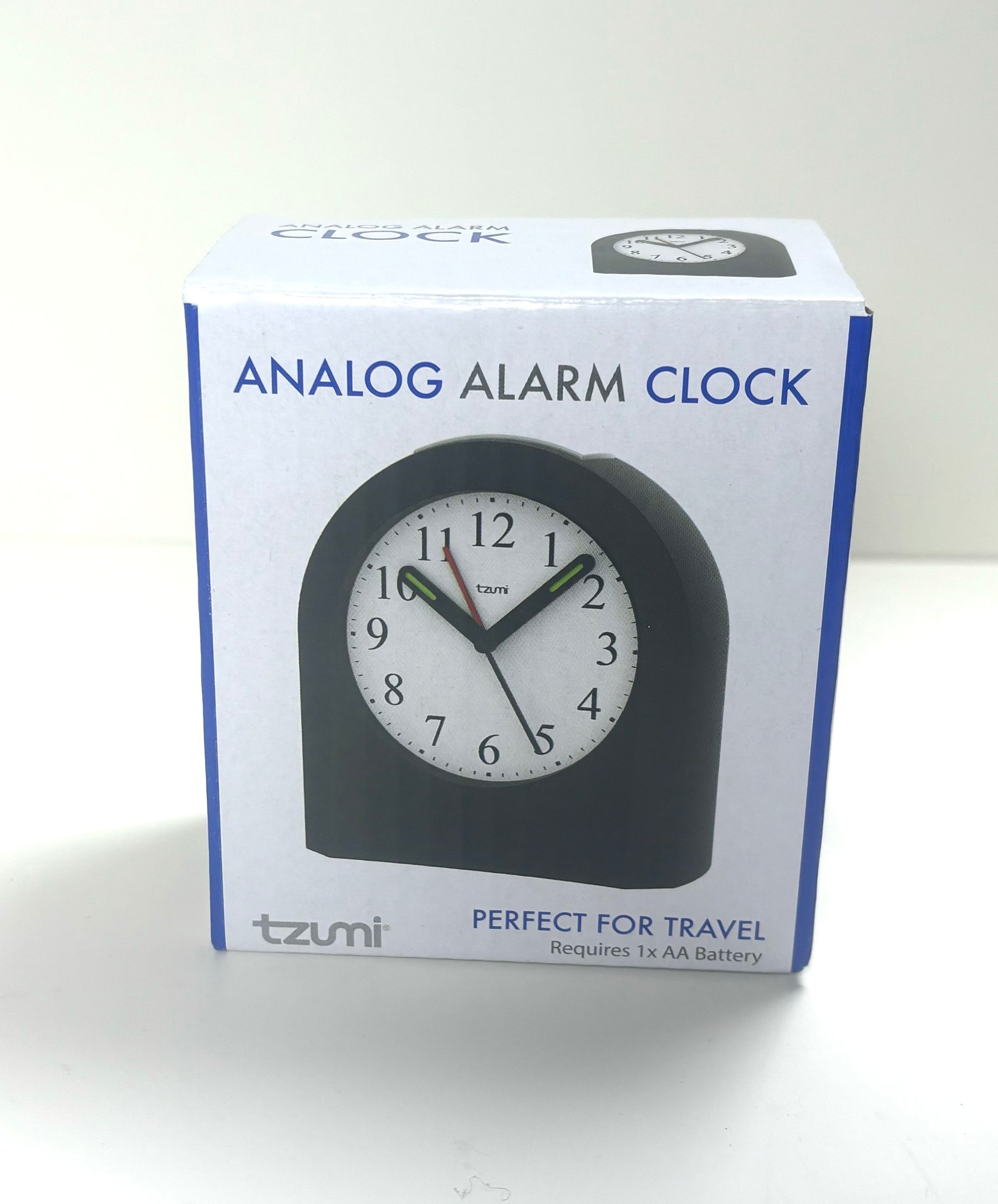 Tzumi 3" Cordless Analog Travel Alarm Clock - Easy to Read & Set