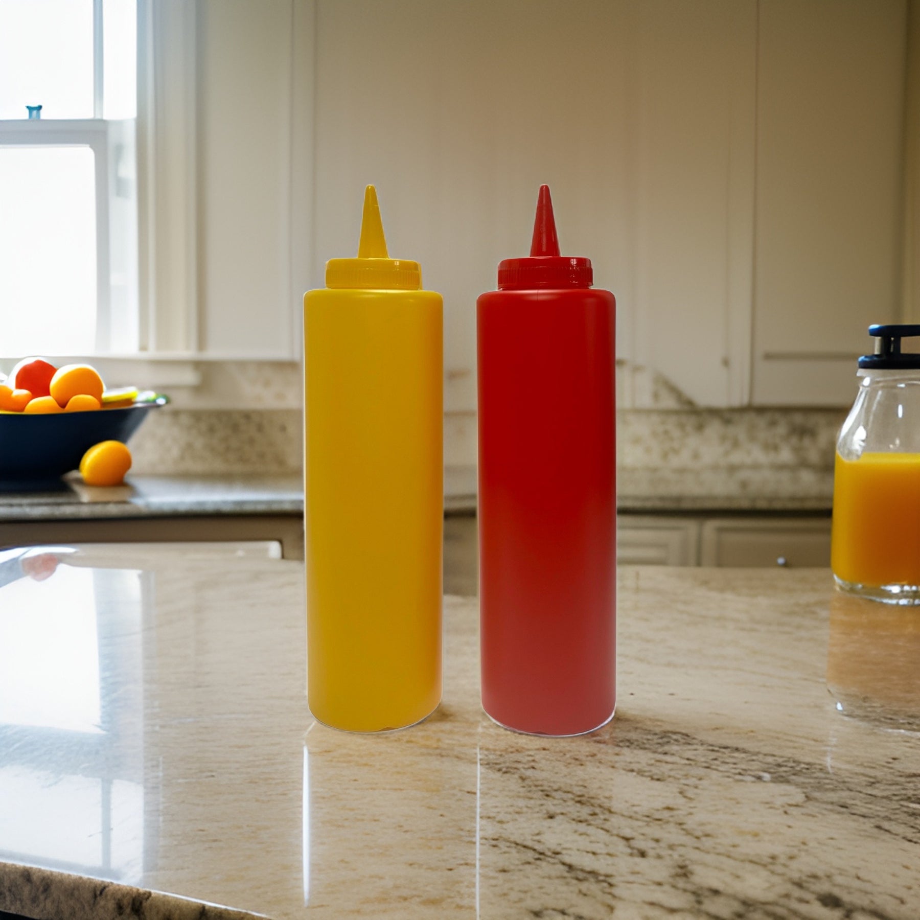2pc 14oz Condiment Squeeze Bottle Set - Ketchup, Mustard & More!