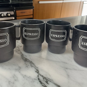 4pc Stackable Ceramic 6oz Espresso Cups w/ Metal Storage Stand - Demitasse Mugs